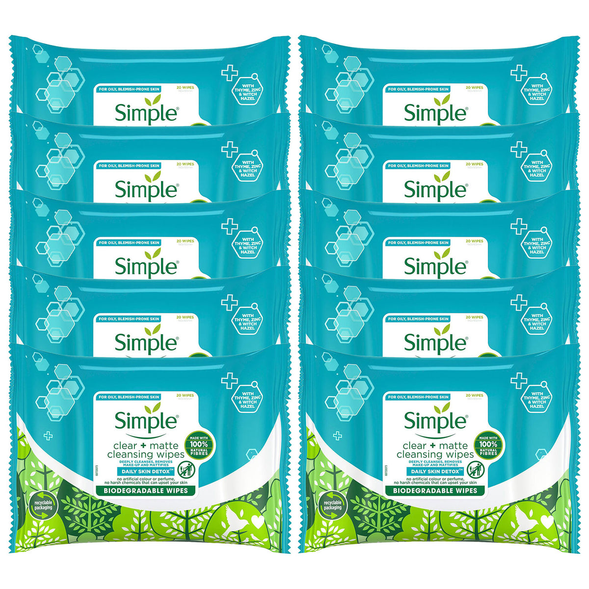 Wipes Daily Detox Matte Bio, 20pcs, 10pk | Set of 10