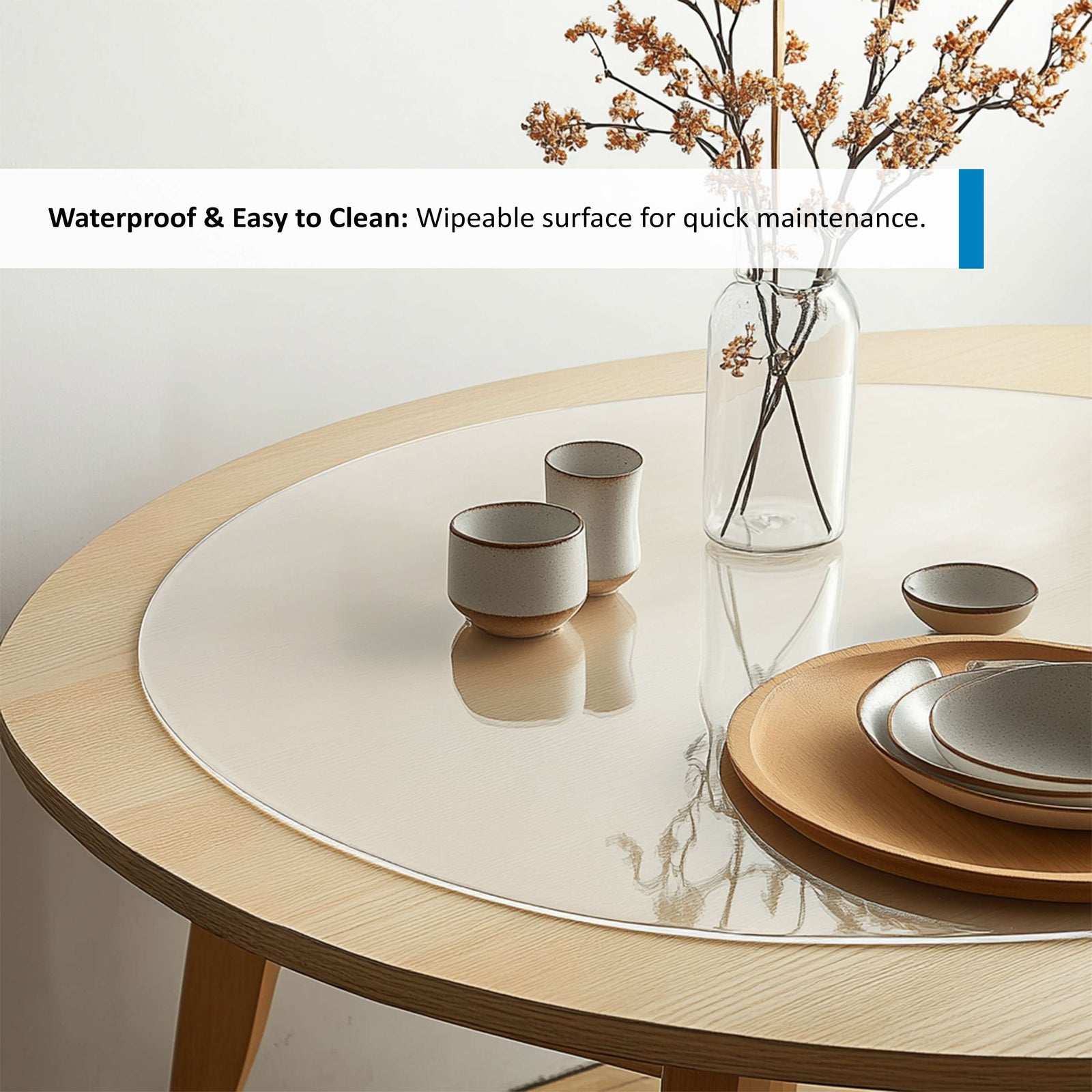 Pvc Round Table Protector Mat - Transparent | 105cm | Clear