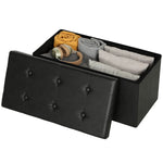 Storage Ottoman Bench, 89l Pu Leather Folding Foot Rest | Black