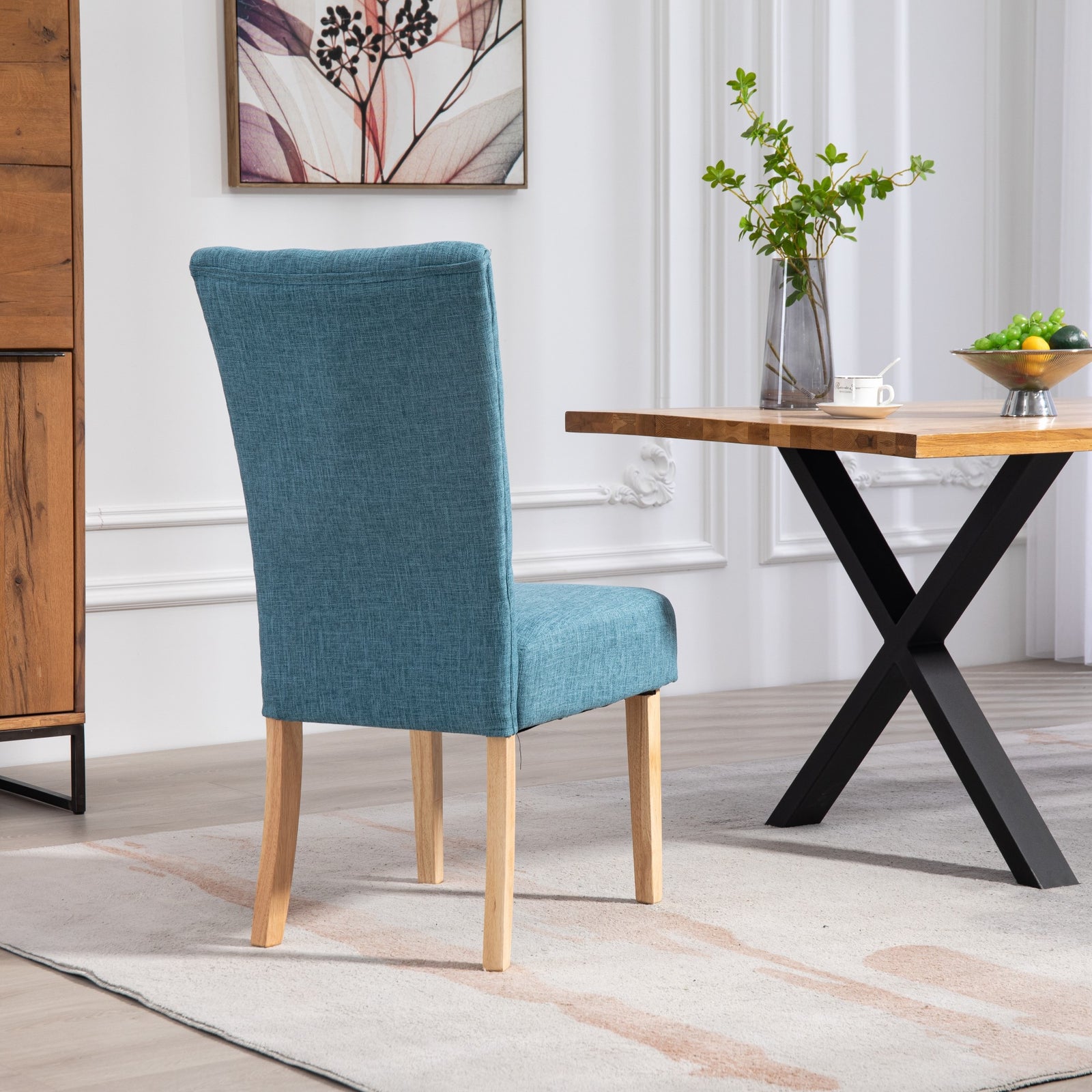 Set Of 2 Pienza Fabric Dining Chairs | Teal