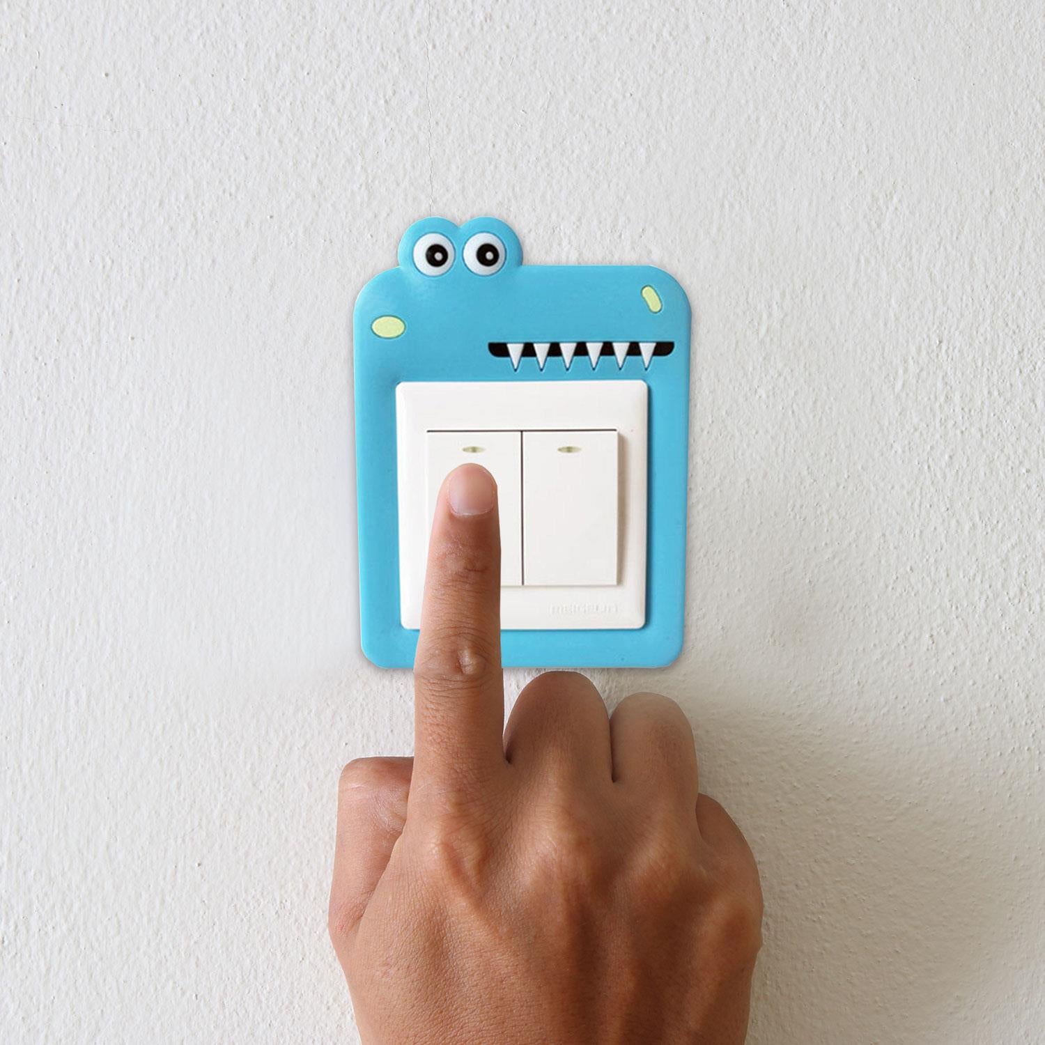 Novelty Electrical Outlet Waterproof Switch Cover Sticker, Blue Shark