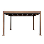 Wood Effect Aluminium Pergola With Blinds & Led Lights | 4m x 3m | Brown