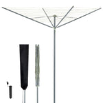 Livivo 45m 4-arm Rotary Clothes Airer Round Arms - Grey Sage Green With Spike & Cover