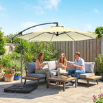 3(m) Banana Parasol Cantilever Umbrella Garden W/ Base Weights | Brown