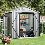 4x6 Ft Metal Storage Shed With Double Lockable Doors & 4 Air Vents  Outdoor Tool Shed For Garden