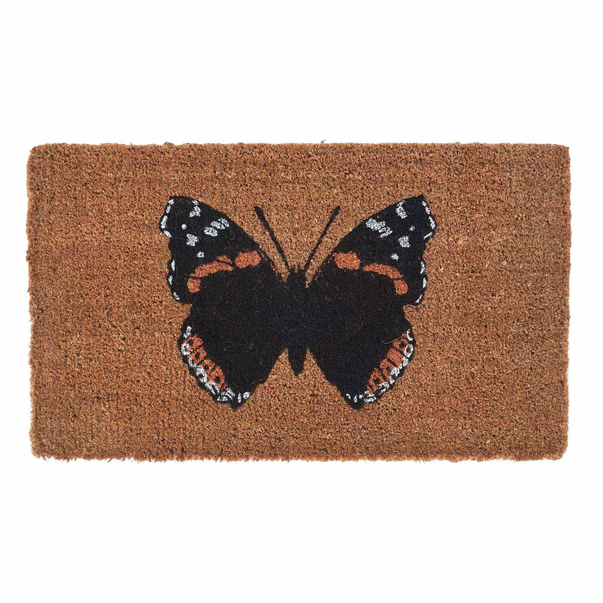 HOMESCAPES Red Admiral Butterfly Coir Non-slip Door Mat