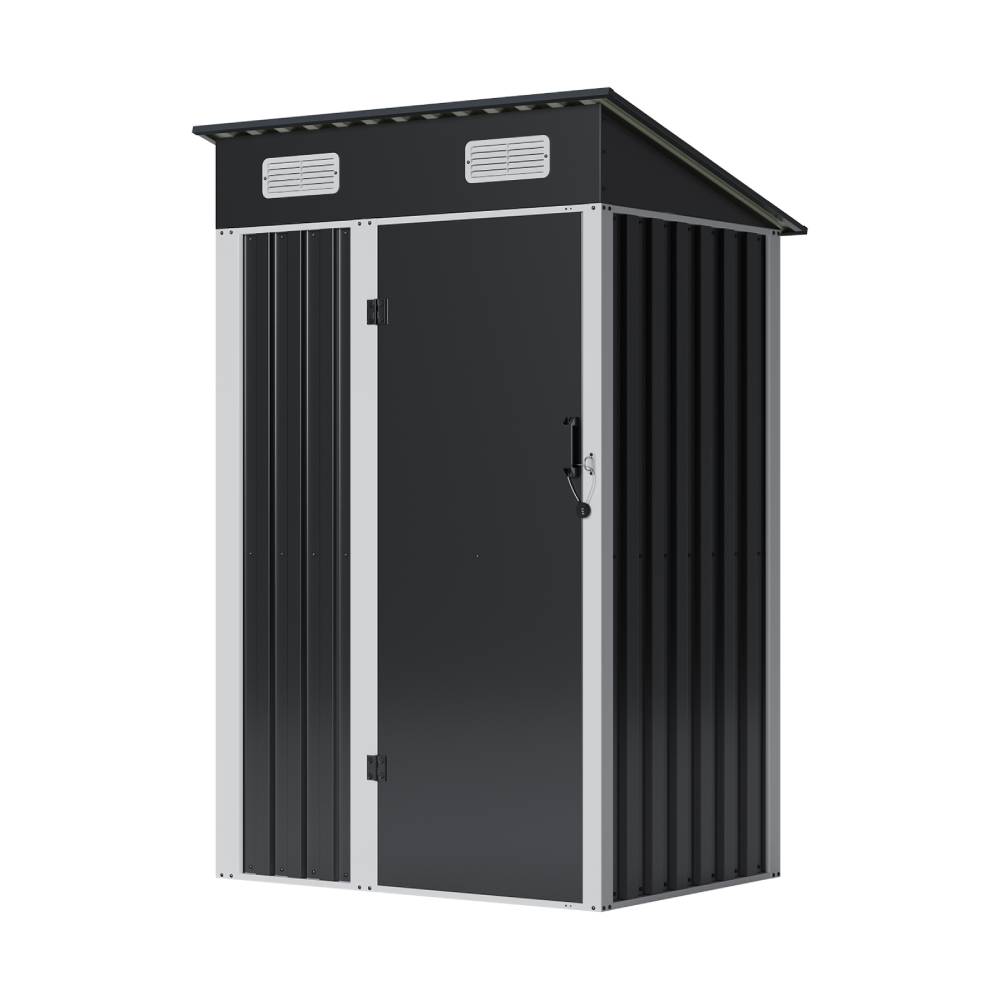 4 X 3ft Metal Garden Storage Shed With Lockable Door | Black