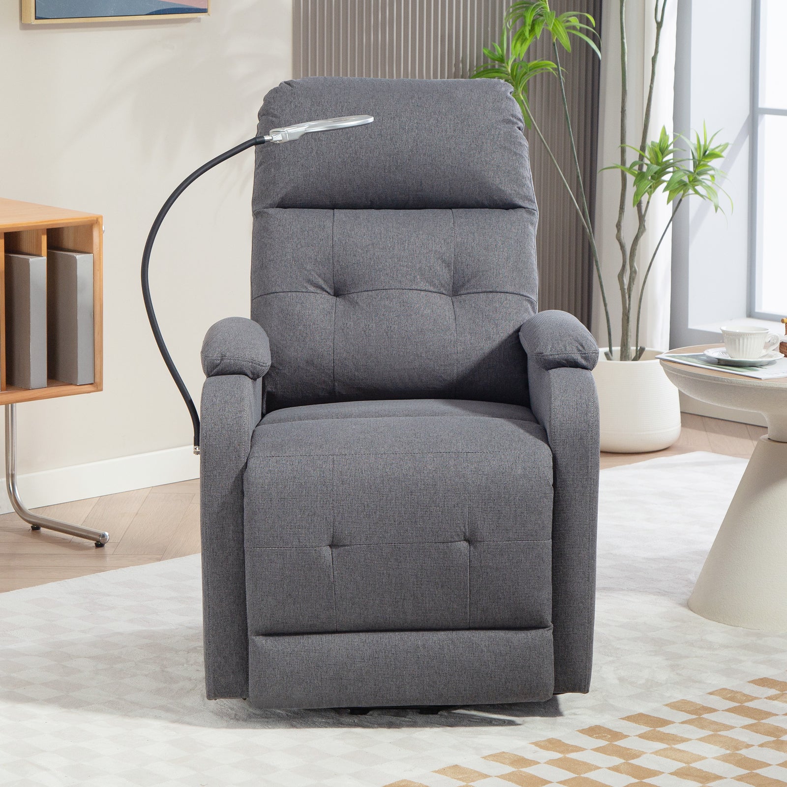 Linen Fabric Electric Recliner Chair With Remote Control | Grey