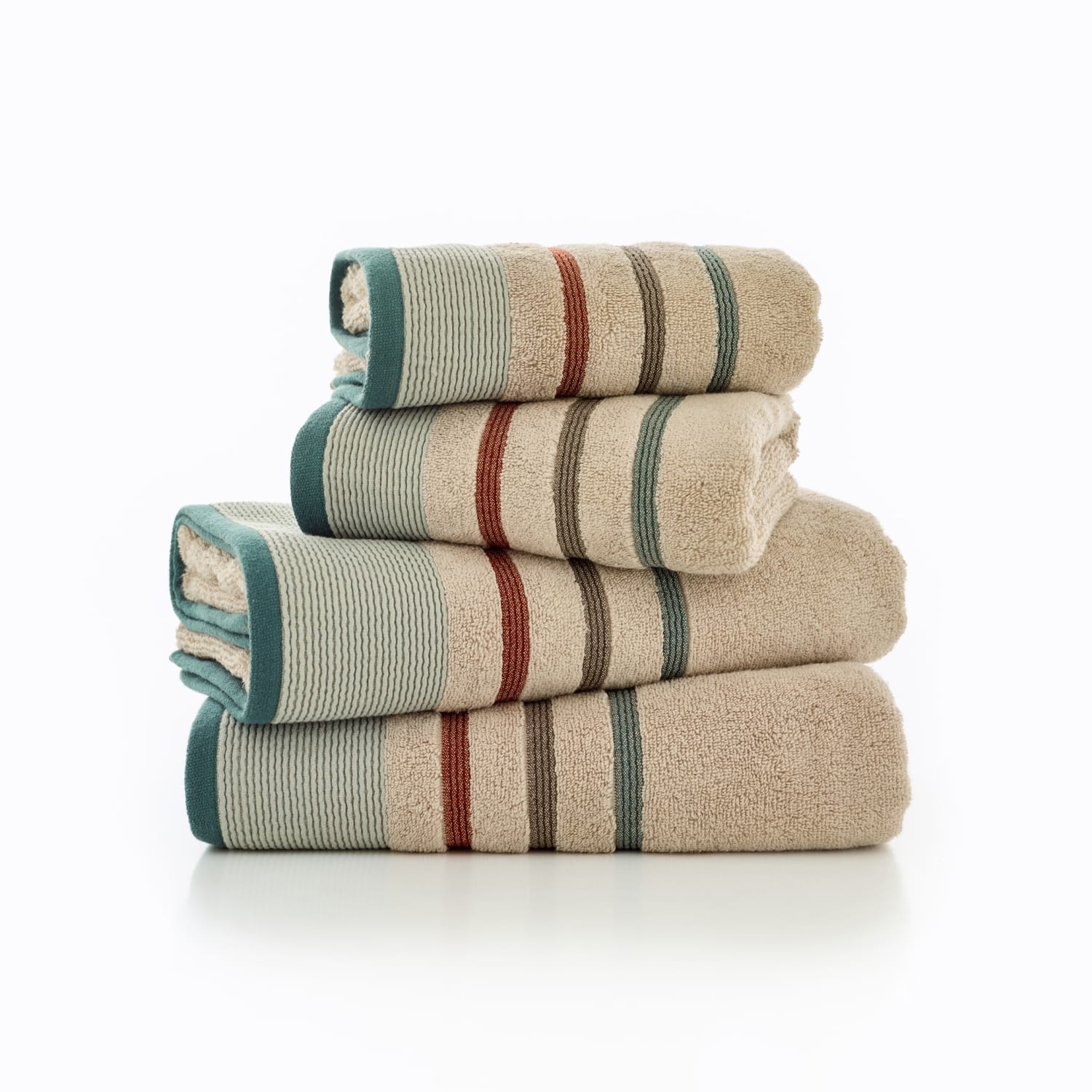 Portland Stripe Supersoft Cotton Towel Ultra-plush Striped Luxury | Hand Towel | Green