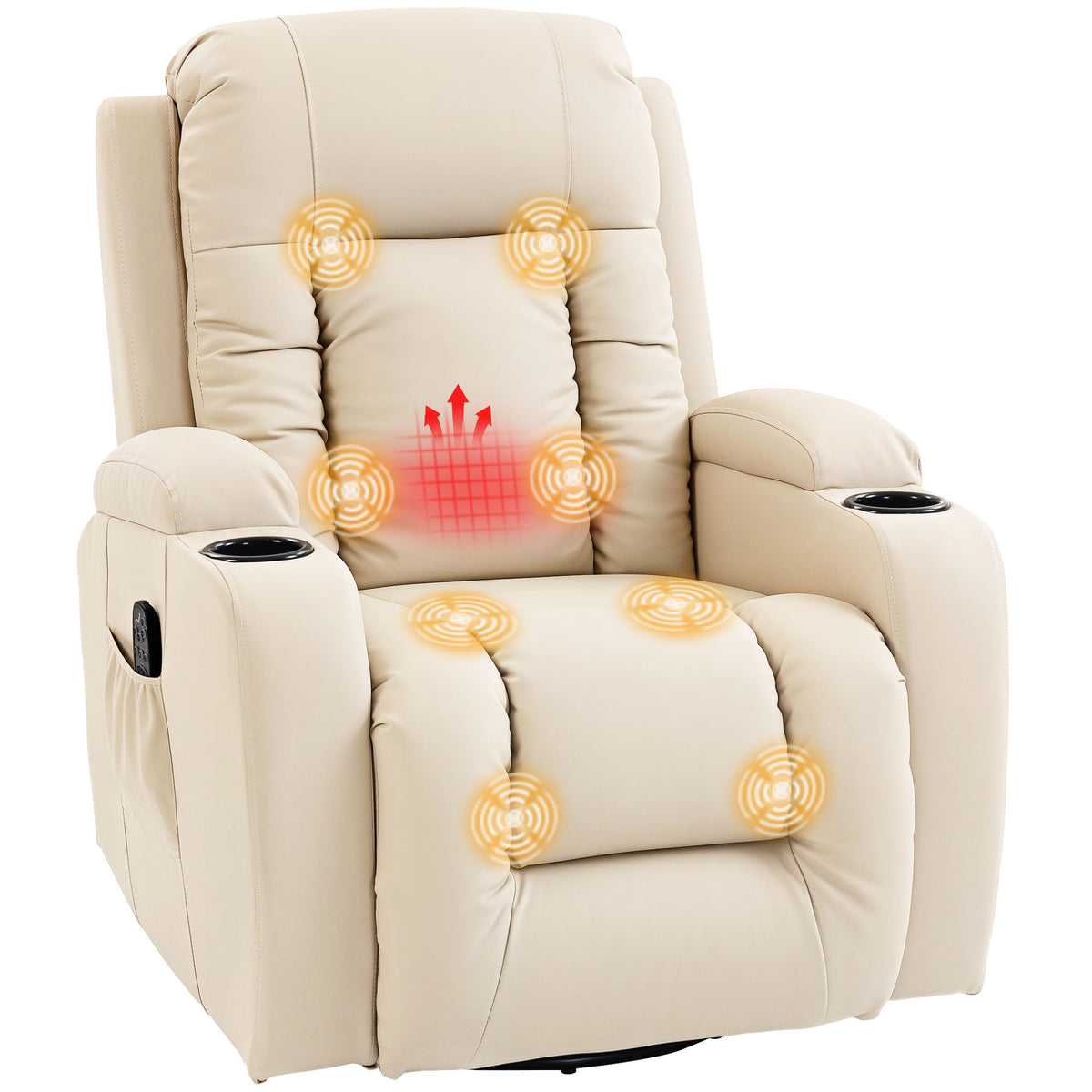 Massage Recliner Chair With 8 Vibration & Heat | Cream