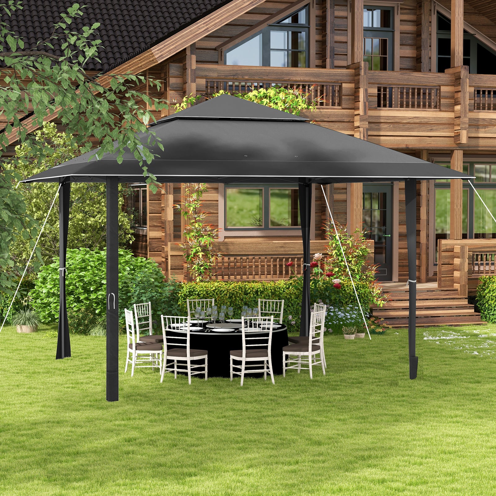 4 X 4m Outdoor Pop-up Canopy Tent Gazebo Adjustable Legs Bag | Dark Gray