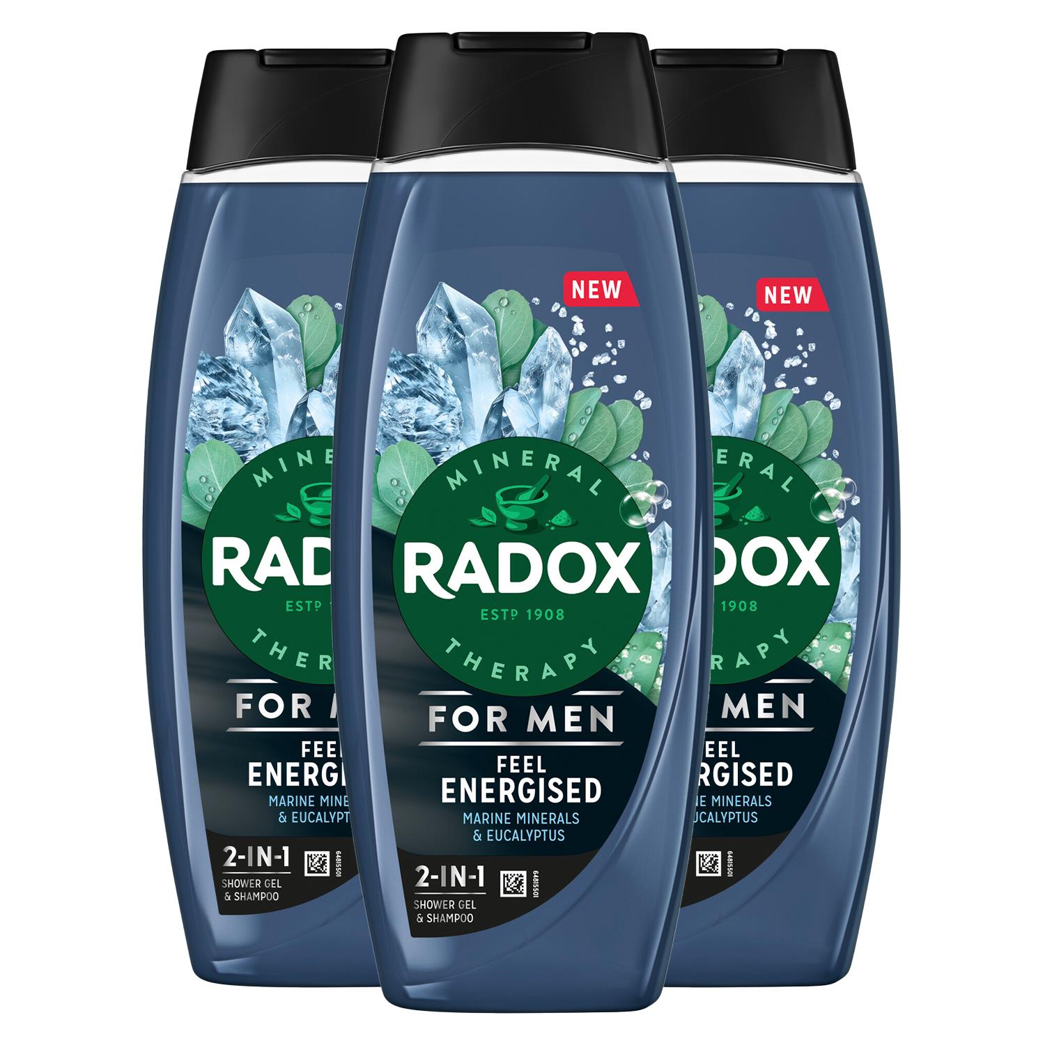 Mineral Therapy Feel Energised 2in1 Shower Gel & Shampoo For Men, 450ml 3pk | 3