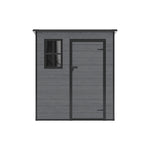 6 X 6ft Outdoor Storage Shed With Pent Roof, Pp Plastic Garden Shed With Window & Vent,  Waterproof Uv-resistant Tool Storage In Dark Grey Woodgrain