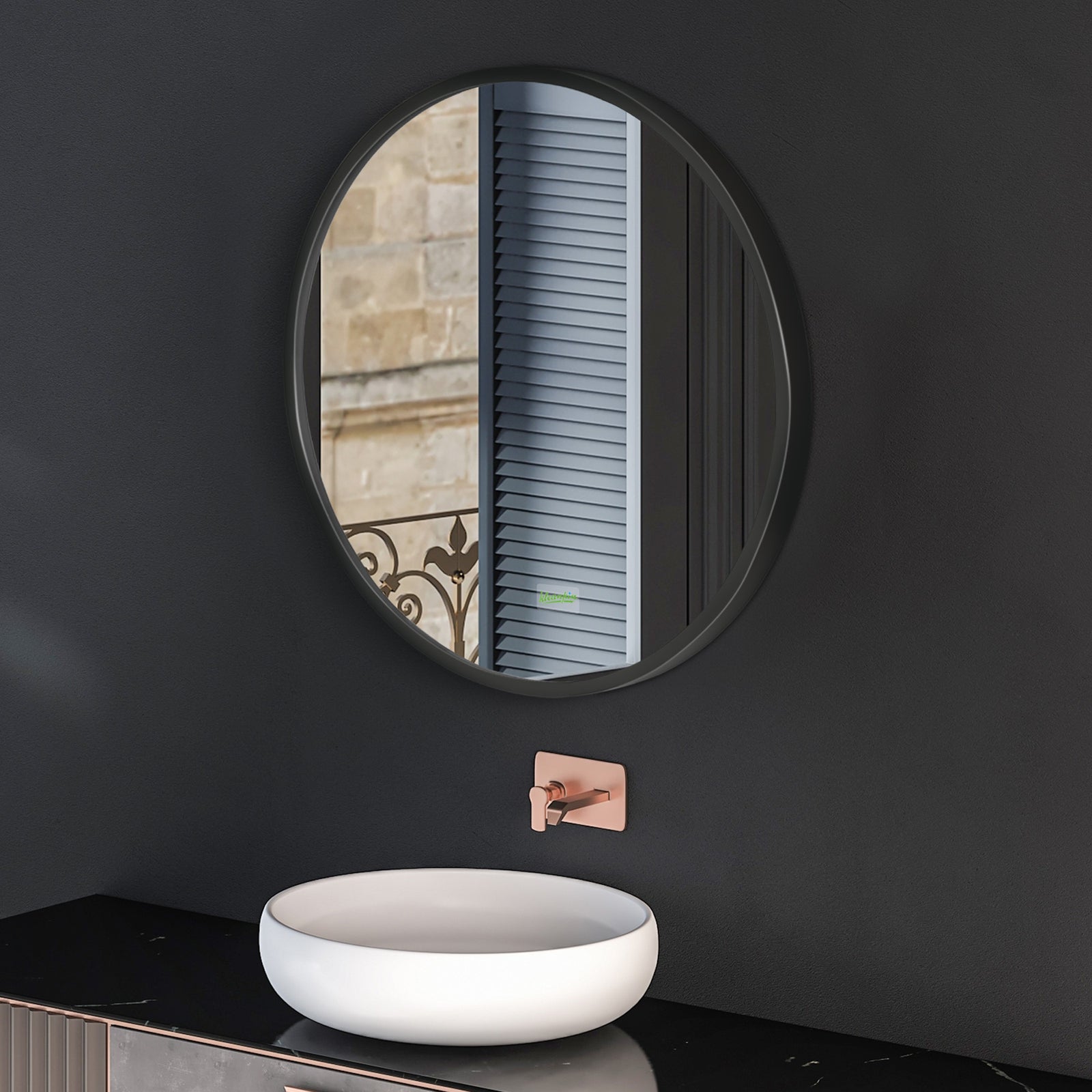 Round Bathroom Mirror, Modern Wall Mirror Aluminium Frame