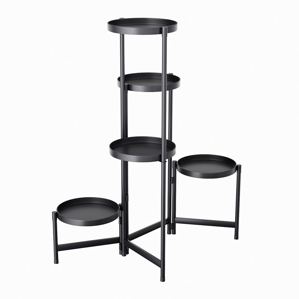 5-tier Foldable Iron Plant Stand Multi-layer Freestanding Flower Rack For Indoor & Outdoor Use