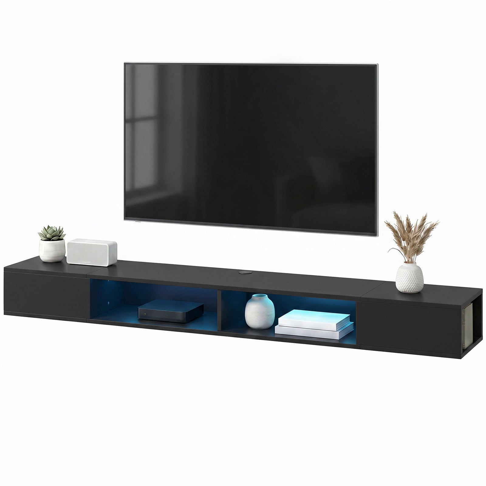 Tv Stand With Rgb Led Lights For 75-inch Tv | Black