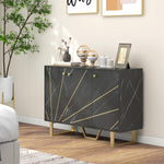 Sideboard Storage Cupboard With Metal Legs For Living Room | Black