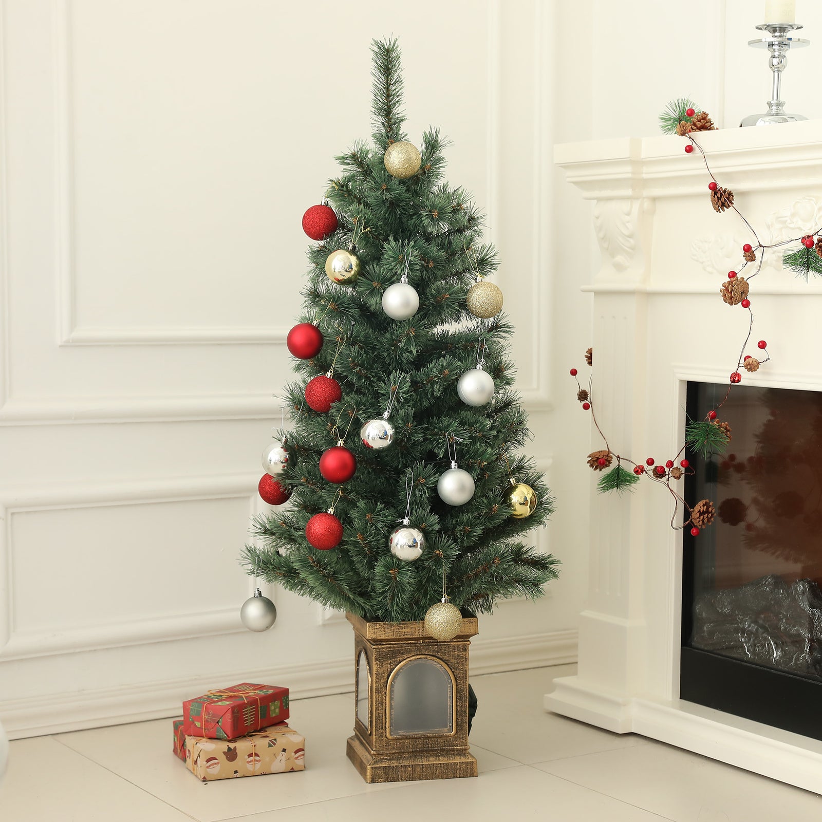 4ft Artificial Christmas Tree With 8 Modes And Remote