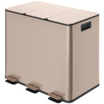 3 X 15l Triple Kitchen Bin Pedal Bin For Recycling And Waste | One Size | Gold