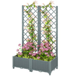 Plastic Planter Box With Trellis, Vegetable Planter Plugs | Grey