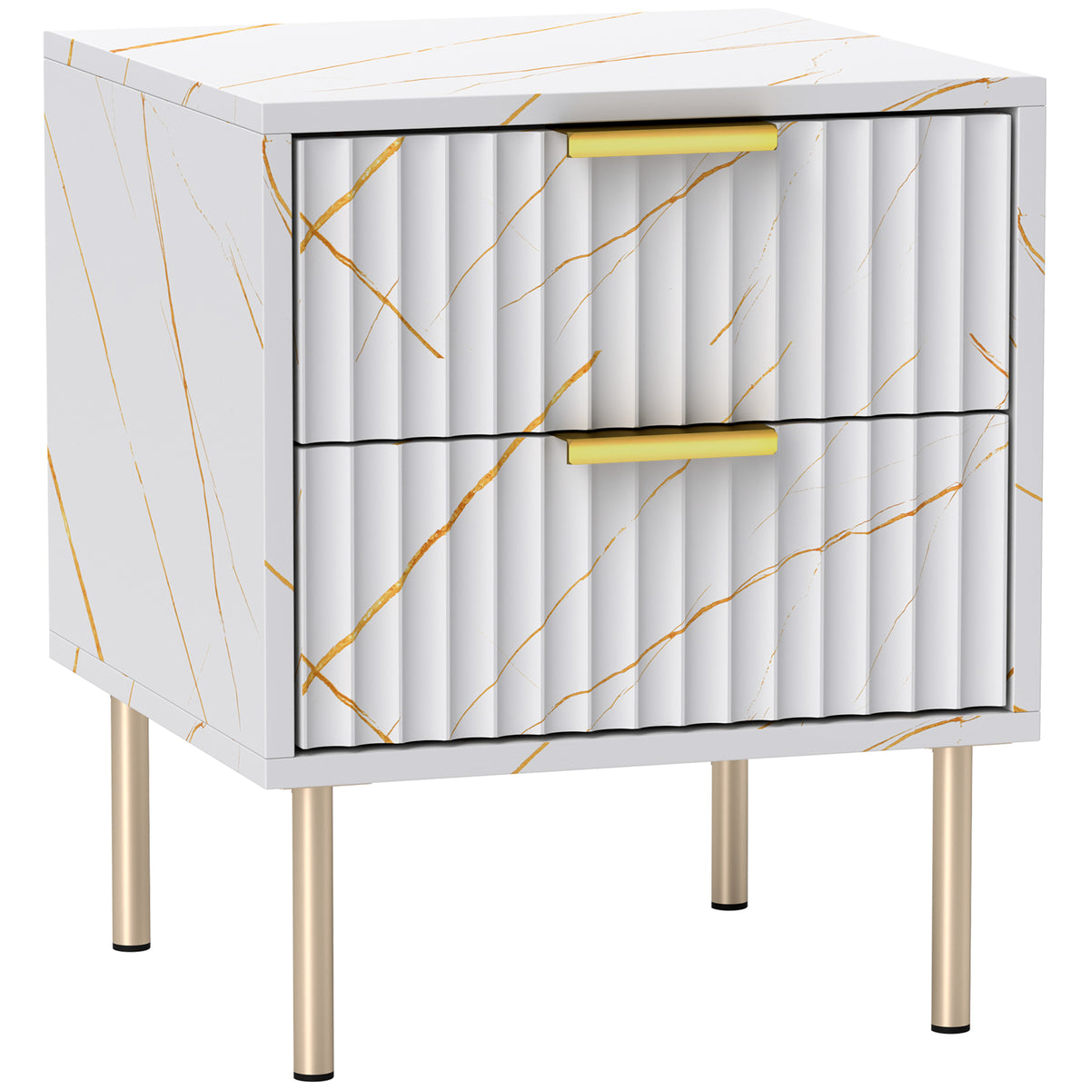 Bedside Table Bedside Cabinet With 2 Drawers For Bedroom | One Size | White