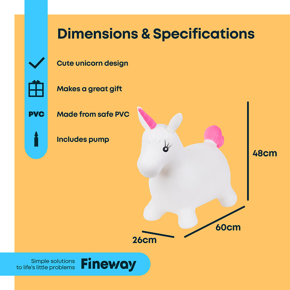 Inflatable Unicorn Hopper Ride On Bouncy Animal Toy With Hand Pump