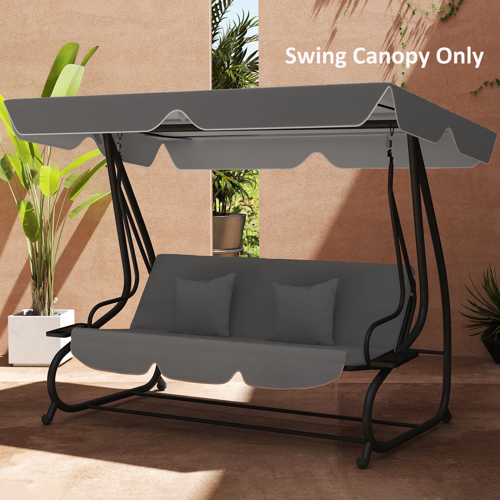 Waterproof Garden Swing Canopy Replacement 3 Seater | Dark Gray