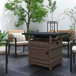 72.7cm Pe Rattan Fire Pit Table For Garden With Rain Cover | Brown