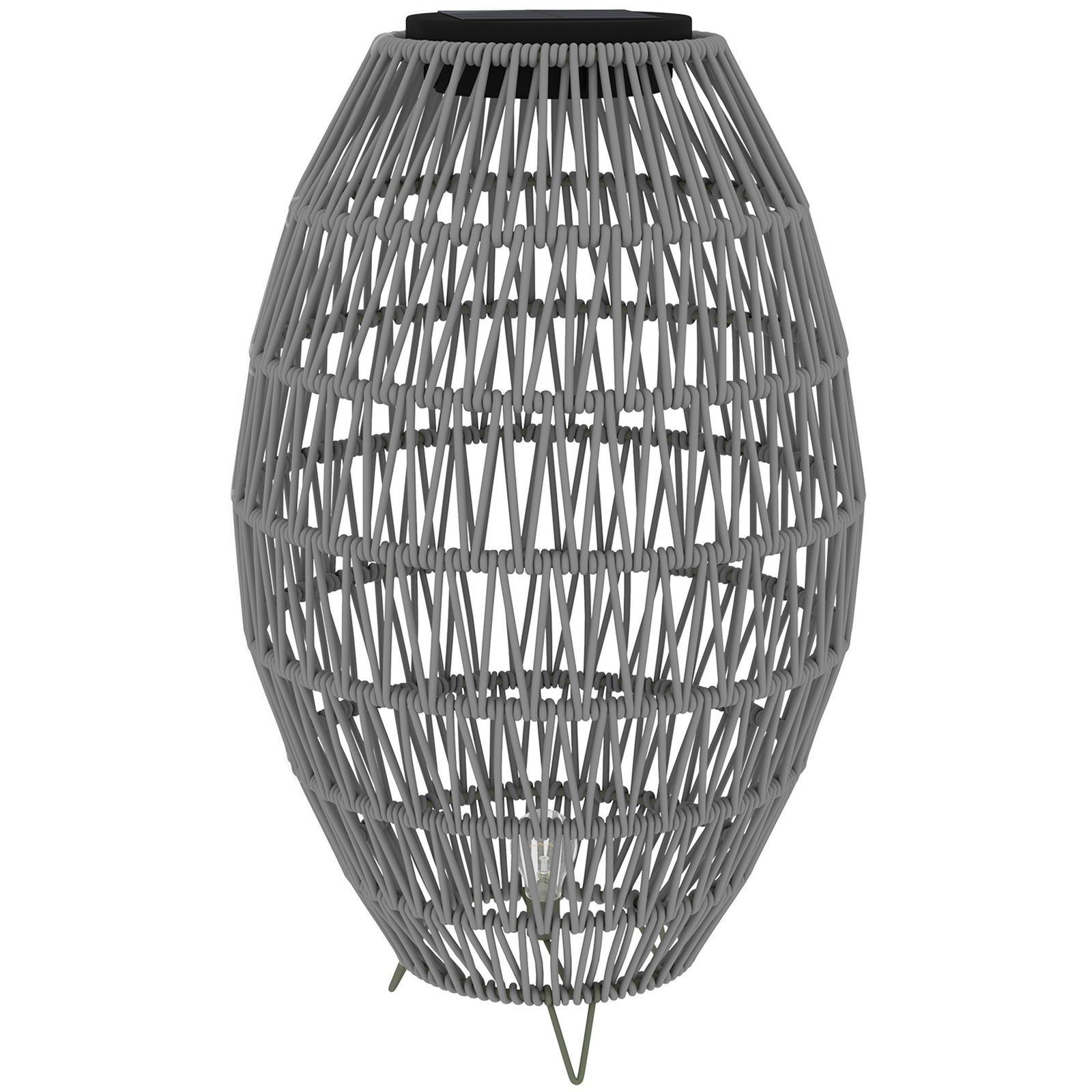 Rattan Solar Lamp, Auto On/off Garden Lantern | Gray