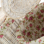 Round White Wash Laundry Hamper With Garden Rose Lining | Small | Pink