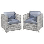 Malta Rattan 2 Seat Twin Chair Set | Dove Grey