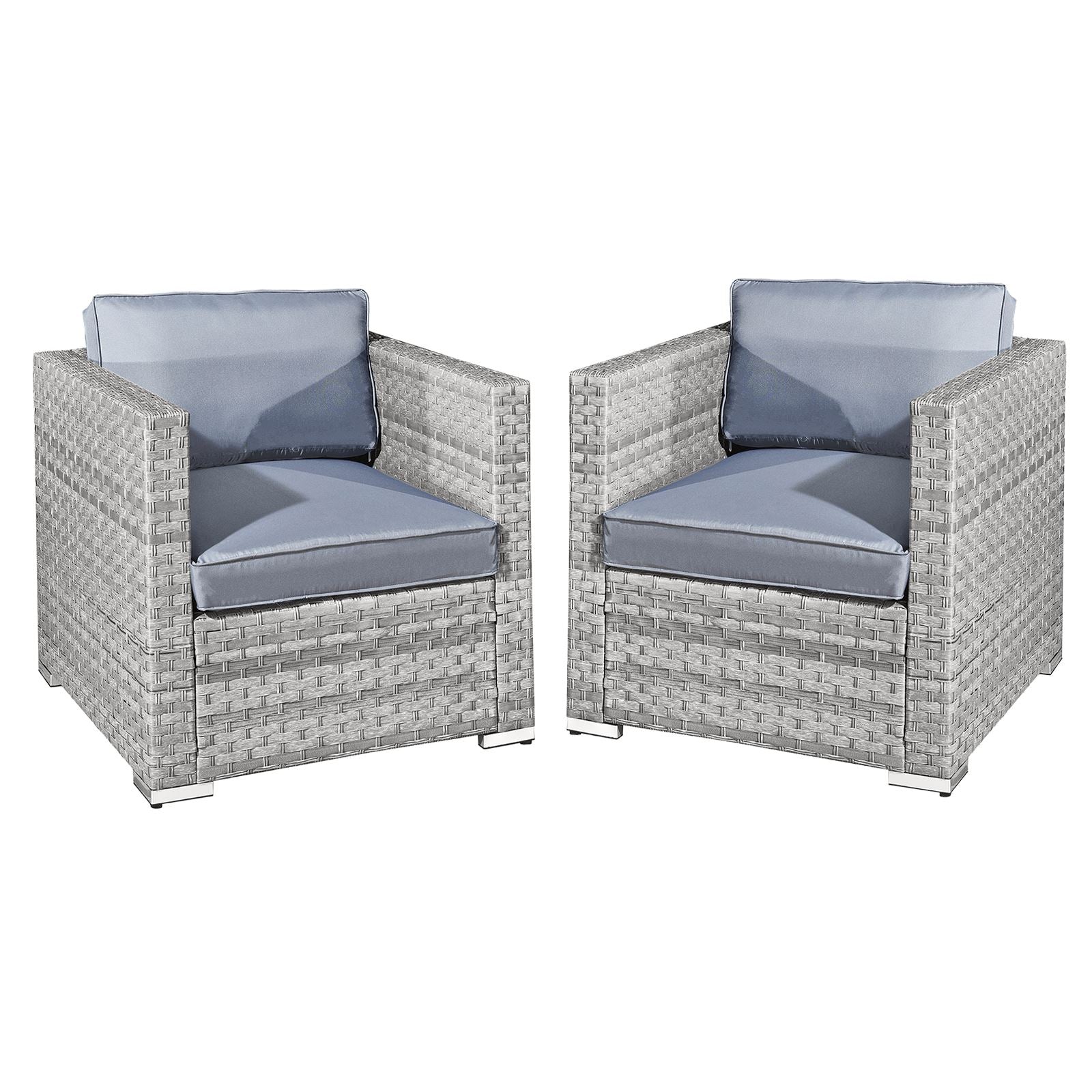 Malta Rattan 2 Seat Twin Chair Set | Dove Grey