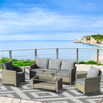 4 Pieces Patio Rattan Sofa Set Conversation Furniture