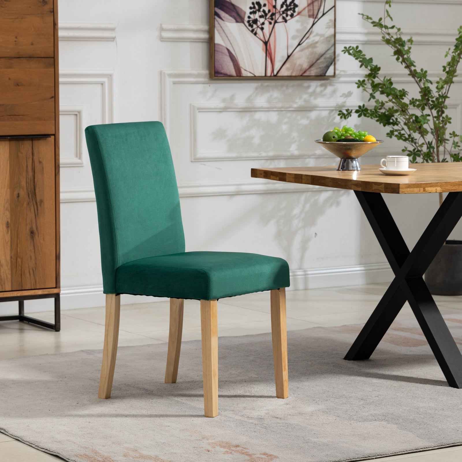Set Of 2 Maiolo Velvet Dining Chairs | Green