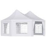 6.8x5m Octagonal Marquee Gazebo, Wedding Party Tent, White