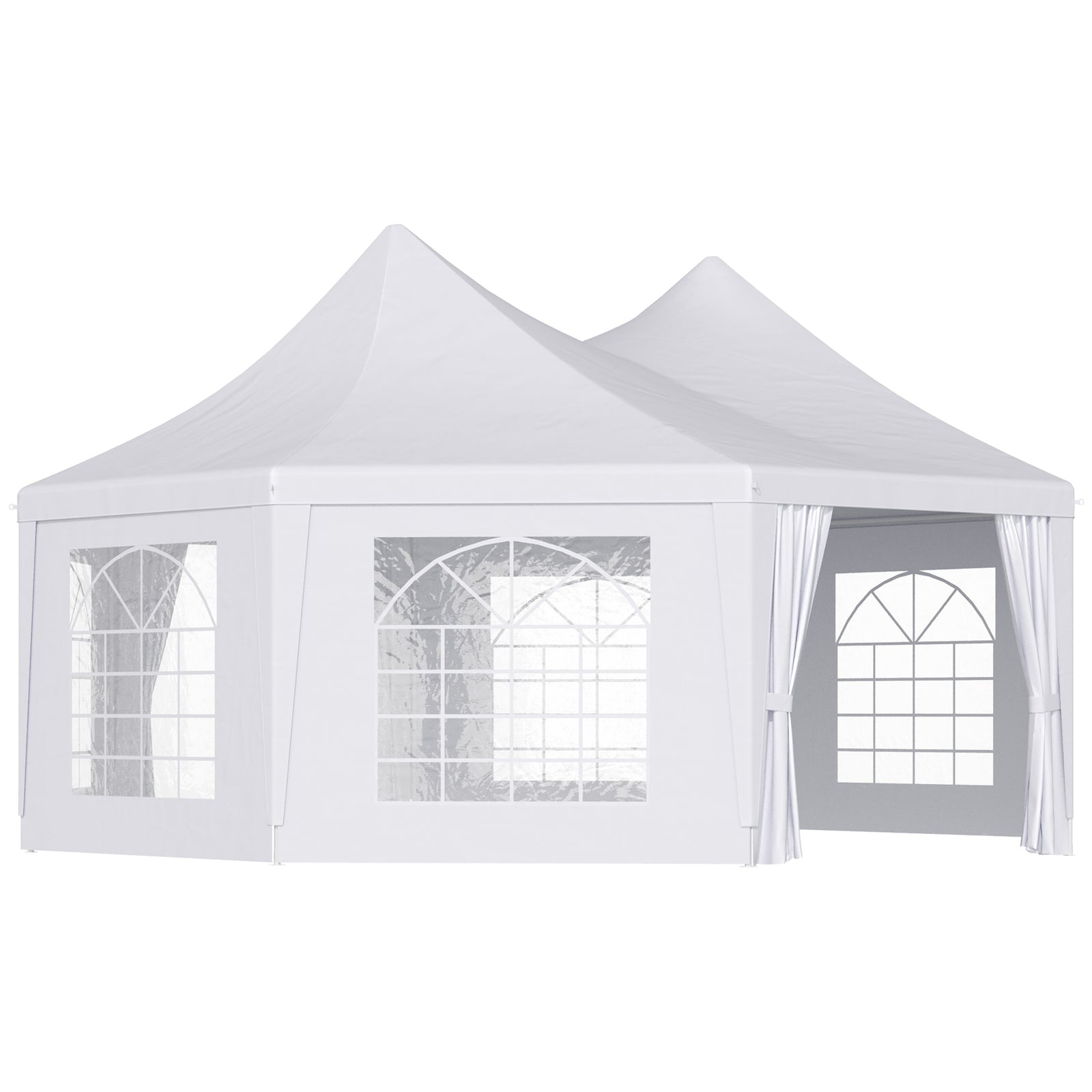 6.8x5m Octagonal Marquee Gazebo, Wedding Party Tent, White