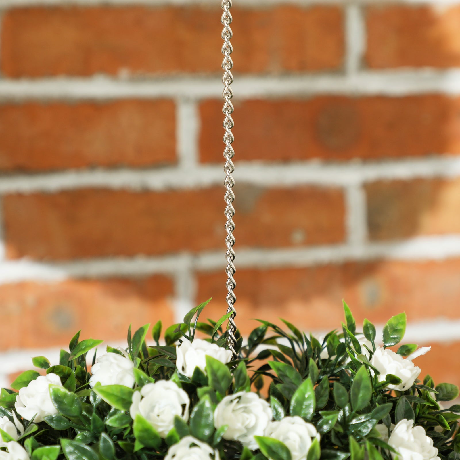 Set Of 2 Artificial Plant Topiary Rose Balls, Faux Plants | White