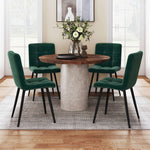 Set Of 4 Contemporary Velvet Dining Chair – Modern Green Upholstered Chairs with Black Metal Legs