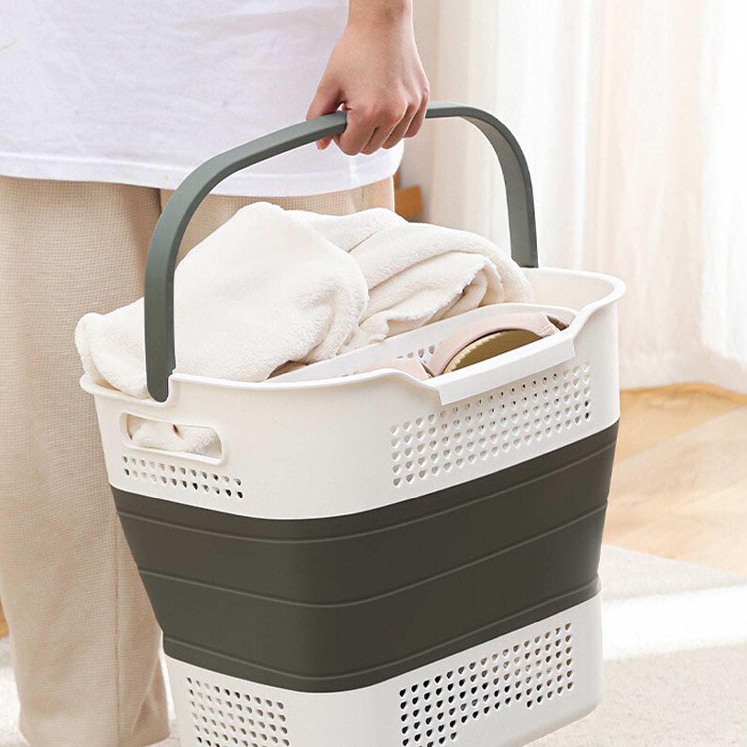HYGRAD BUILT TO SURVIVE Collapsible Laundry Basket 43l Heavy Duty Laundry Hamper Telescopic Basket