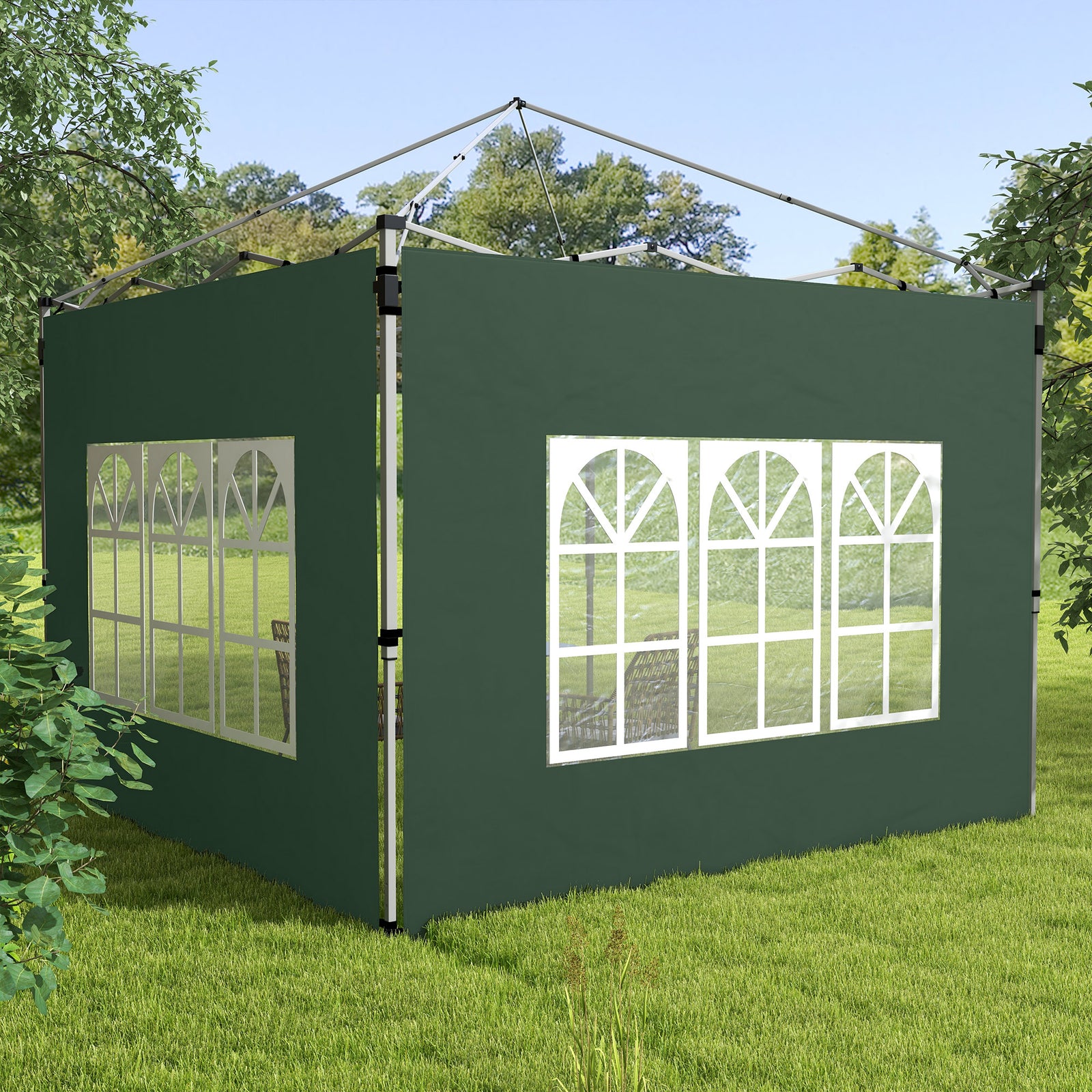 Gazebo Side Panels For 3x3(m) Or 3x4m Pop Up Gazebo, 2 Pack | Green