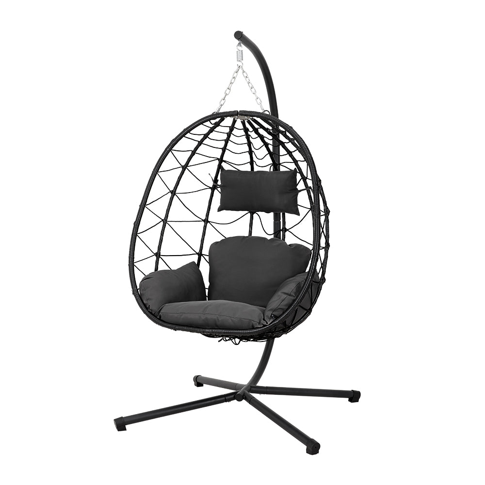 Hanging Chair With Stand And Padded Cushion