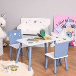 3 Pcs Kids Table & Chairs Dining Set Wood Legs Safe Corners Stars Seating