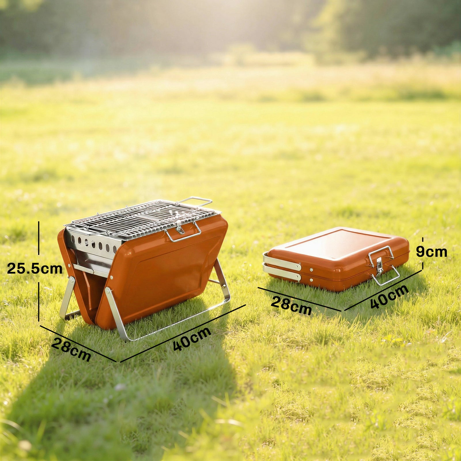 Charcoal Bbq Grill Portable With Tilting Grate | Orange
