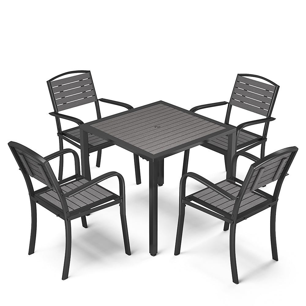 5 Pieces Garden Dining Set Square Garden Dining Table And Chairs Set Grey