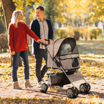 Pet Stroller Carrier Foldable Deluxe Jogger Walk Travel Dog Cat | Brown