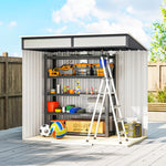 6.5x4ft Garden Shed W/ Foundation Lockable Metal Tool Shed | Grey