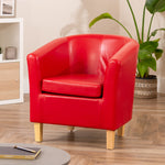 Meriden 68cm Wide Pu Vegan Leather Accent Tub Chair Supplied With Both Light And Dark Wooden Legs | Red