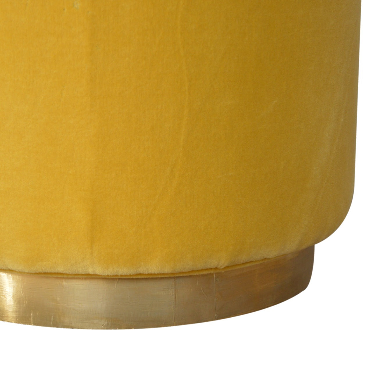 Solid Mango Wood In818 - Mustard Velvet Footstool With Gold Base