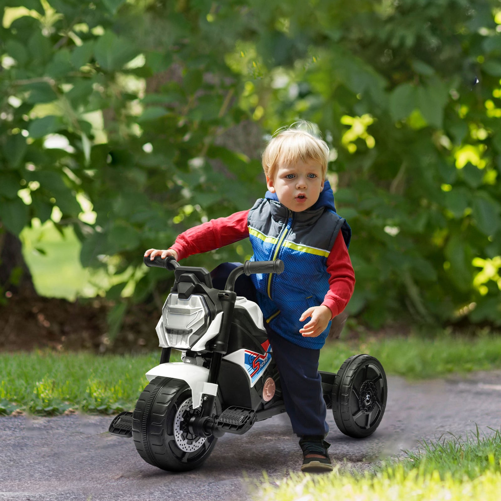 3 In 1 Baby Trike With Headlights, Music, Horn | White