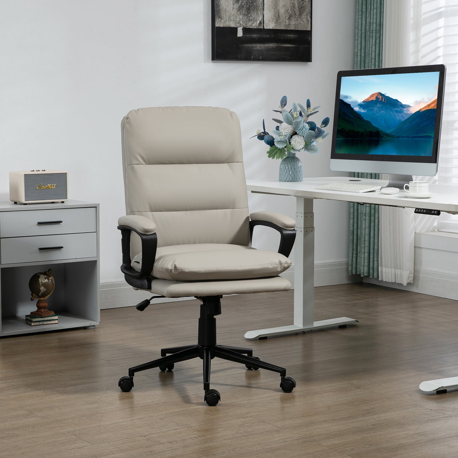 Faux Leather Office Chair Adjustable | Dove Gray
